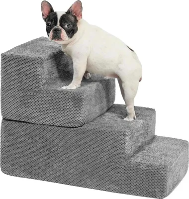 Produktbild von Multifunktionale Hundetreppe - 4-Stufen Visco-Schaum Haustiertreppe mit Waschbarem Bezug für Kleine und Alte Haustiere