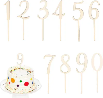 Produktbild von Catelves Happy Birthday Tortendeko Zahlen 0-9 aus Holz - 10 Stück