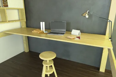 Produktbild von Schreibtisch regal 200 cm aus Holz für Hochbett - Honig