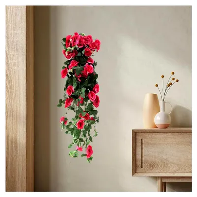 Produktbild von 2 Stück 90CM Hängende Blumen Künstliche Pflanzen für Hochzeit Zuhause Garten Wände - Rosarot