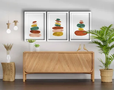 Productafbeelding van Wallity, 3P3853NISCT-012, Decoratief MDF-schilderij met lijst (3 stuks), 100% MDF, Meerdere kleuren, 38 x 53 cm