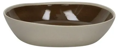 Productafbeelding van Pomax Primitieve pastabowl, porselein, olijgroen, L 22,1 x B 21,7 x H 4,8 cm