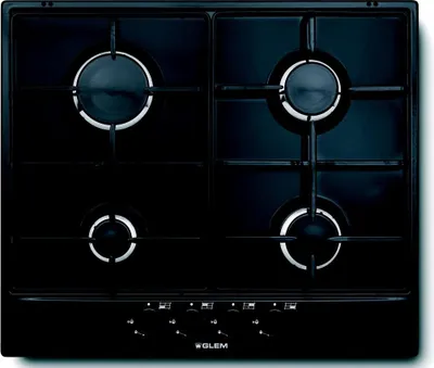 Image de Glem Gas GT64BK, Noir, Encastrable, 60 cm, Gaz, 4 zones, 4 zones