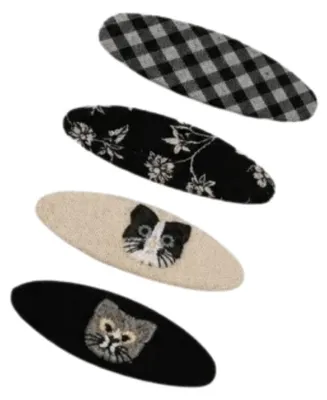Immagine prodotto di Ecarla - Set di 4 fermagli per capelli, gatti, beige, nero