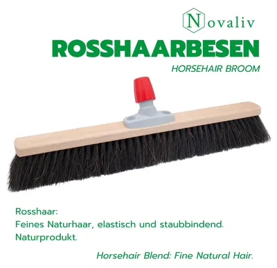 Produktbild von Novaliv 4x Besen Naturhaar 40 cm Besenkopf I ohne Stiel I Rosshaar schwarz I Besen für drinnen I Schneebesen Allzweckbesen Hausbesen Innenbereich