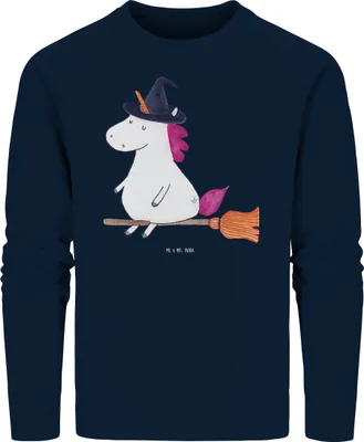 Produktbild von Mr. & Mrs. Panda Baumwoll Pullover Einhorn Hexe Größe L - French Navy - Geschenk, Bio, Sweater, Leben, Unicorn, Pulli, Teufel, Ehefrau, Frau, Sweatshirt