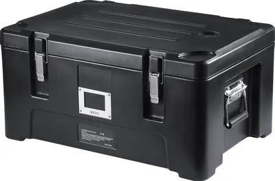 Image de Porte-poêles isolé de SucceBuy - 36Qt Catering Hotbox empilable avec 3 poêles en acier inoxydable, chauffe-plats LLDPE avec poignées élastiques pour restaurants et cantines, Noir