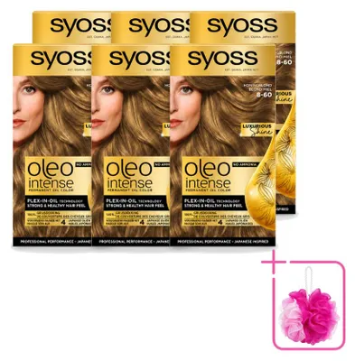 Imagen del producto de 6 tintes SYOSS Oleo Intense 8-60 (rubio miel) - Coloración permanente sin amoníaco - Pack económico - 6 unidades