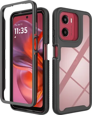 Immagine prodotto di Custodia per Motorola Moto G05 / G15 / G25 / E15, copertura posteriore trasparente ibrida, robusto paraurti in TPU, custodia antiurto nera
