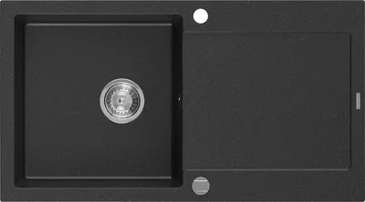 Produktbild von Mexen Leo Granitspüle mit einem Becken und einer Abtropffläche 900 x 500 mm, Schwarz/Silbermetallic - 6501901010-73