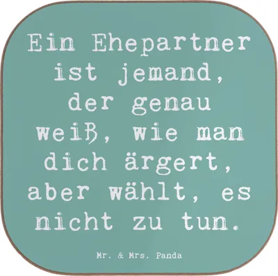 Produktbild von Mr. & Mrs. Panda Untersetzer Glas Spruch Ehepartner Liebe - Meeresbrise - Geschenk, Beziehungsdynamik, Tischschoner, herzerwärmende Sprüche, Handarbeit, Verständnis