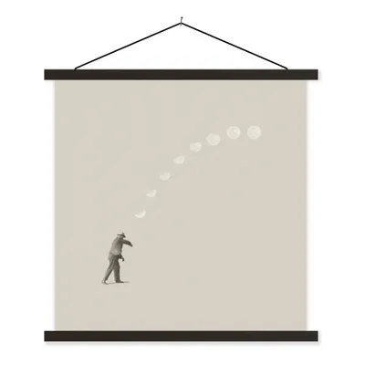 Produktbild von MuchoWow® Textilposter Jahrgang - Mond - Mensch 40x40 cm mit schwarzem Rahmen - Fotos