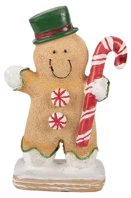 Produktbild von Clayre & Eef Weihnachtsdekorationsfigur Pfefferkuchenmann 12x6x18 cm Braun Polyresin