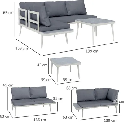Produktbild von Loungeset für Balkon – Gartenmöbel – Modulare Gartenbank – Gartensofa – 3-teiliges Loungeset