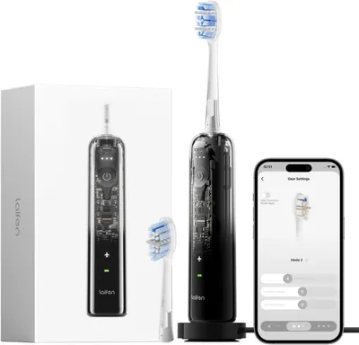 Obrázek produktu pro Laifen Wave Pro: Elektrická zubní kartáček s aplikací, senzorem tlaku, výdrží baterie až 70 dní, bezdrátovým nabíjením a inteligentní technologií čištění – průhledný