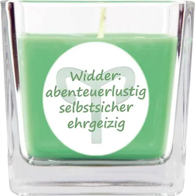 Produktbild von HS Candle "Sternzeichen" Duftkerze Kokos im Bonbonglas ( Widder ) - viele Motive zur Auswahl, 190g - Brenndauer bis zu 50 Std - Aries