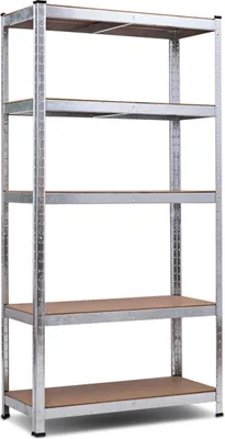 Image de Étagère de rangement à 5 niveaux, étagère robuste peu encombrante, étagère en métal, étagère d'atelier, argent