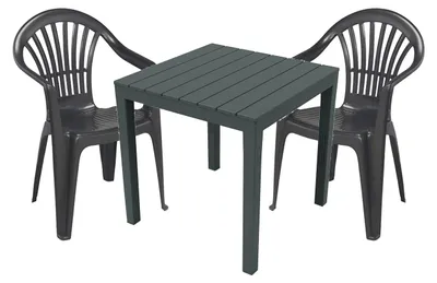 Sitzgarnitur Balkonmöbel Bistrogarnitur 3-teilig Anthrazit Holzoptik