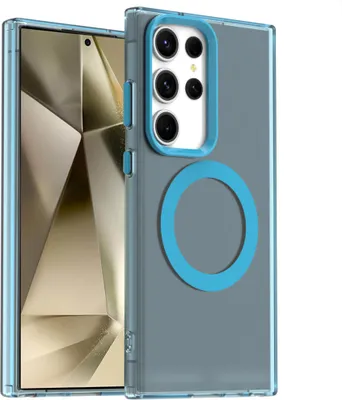 Produktbild von Handyhülle für Samsung Galaxy S25 Ultra, Hülle Kompatibel mit MagSafe, Schlank Durchscheinend Matt Stoßfest Schutzhülle Blau