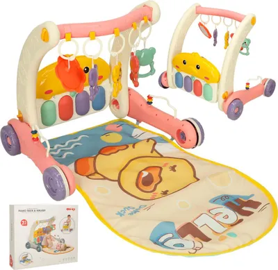 Obrázok produktu pre Edukačná podložka pre bábätká 2 v 1 kačička s klavírom + odstrkovadlo