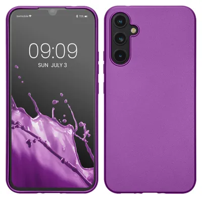 Produktbild von kwmobile Handyhülle für Samsung Galaxy A34 5G Hülle - Silikon Case metallisch schimmernd - Schutzhülle Cover - Metallic Violett