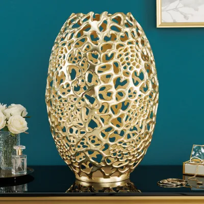 Produktbild von riess-ambiente Filigrane Design Vase ABSTRACT LEAF gold 50cm Blumenvase Dekovase Dekoration Deko