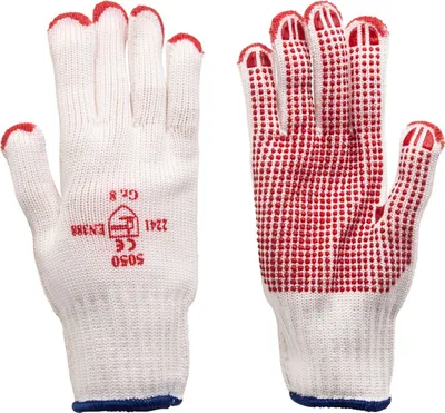 Produktbild von Arbeitshandschuhe - Strickhandschuhe mit roten PVC-Noppen K1301 Größe 8