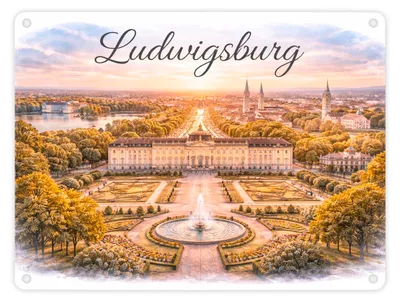 Produktbild von Ludwigsburg Skyline Schloss Ludwigsburg Metallschild in 15x20 cm