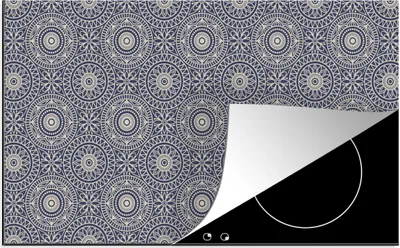 Produktbild von KitchenYeah© Herdabdeckplatte Mandala - Blau - Muster , 91x52cm, Küche Deko, Glaskeramikkochfeld Herdabdeckung, Abdeckplatte fùr Kochfeld