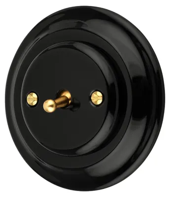 Produktbild von Unterputz Porzellan Retro Metal Brass Toggle Schalter I PR1 schwarz