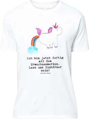 Produktbild von Mr. & Mrs. Panda Größe M T-Shirt Einhorn Pupsen - Weiß - Geschenk, Tshirt, Unicorn, Freundin, Regenbogen, Lustig, Herren, mit Spruch, Shirt, Glitzer