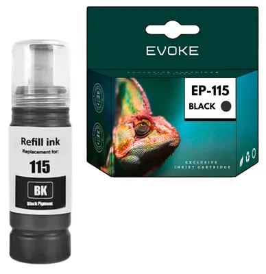 Produktbild von Evoke Druckertinte für Epson 115, schwarz | C13T07C14A | EcoTank L8160, L8180