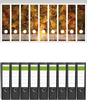 Produktbild von Wallario 9 Stück breite Ordner inkl. Klebeetiketten mit Motive Goldene Blätter in Ölfarben -  Set mit Rückenschildern / Ordnerrücken Stickern