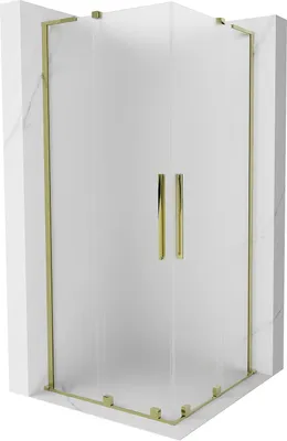 Produktbild von Mexen Velar L Duo Duschkabine verschiebbar 100 x 100 cm, satiniert, gold - 871-100-100-02-33-50