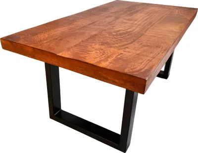 Produktbild von Couchtisch gerade Kante Mangoholz massiv honig 100 x 55 U-Gestell schwarz NADIA