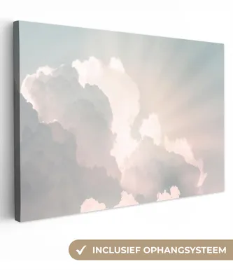Produktbild von OneMillionCanvasses® - Leinwandbilder - 150x100 cm, Himmel - Wolken - Sonne - Natur, Wandbilder Kunstdruck Wanddekoration - Foto auf Leinwand - Gemälde auf Holzrahmen