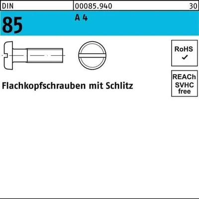 Produktbild von Reyher Flachkopfschrauben DIN 85 A 4 M 6 x 40 A 4 (50 Stück)