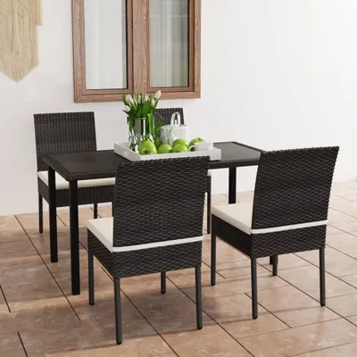 Produktbild von The Living Store 5-tlg. Garten-Essgruppe Poly Rattan Schwarz