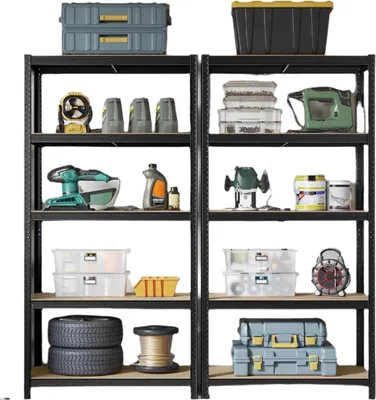 Image de Étagère robuste en acier, 2 pièces, pour entrepôt ou garage, capacité de charge : 175 kg, dimensions : 200 x 100 x 50 cm