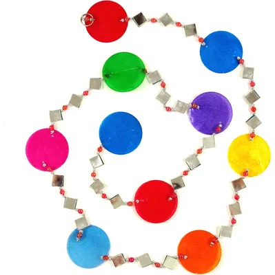 Produktbild von Bunte Muschelkette, Sonnenfänger 140 cm - Regenbogen, Mehrfarbig, Muschelscheiben,Glas, Traumfänger, Mobiles