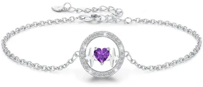 Image de Bracelet pour femme, argent 925, ajustable, motif cœur et zirconium, idéal pour un cadeau