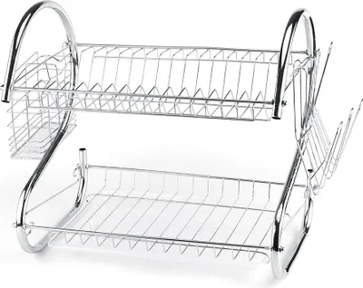 Produktbild von 2-stufiger Edelstahl-Küchengeschirr-Trockenständer, Halter für Spülbecken, Abtropffläche, Trockner
