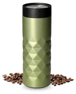 Produktbild von Thermobecher 450 ml - auslaufsicherer Edelstahl to go Becher mit 360 Grad Deckel - hält mehrere Stunden heiß - grün