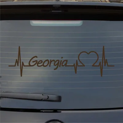 Produktbild von Heckscheibenaufkleber Georgia Herzschlag Puls Staat State USA Liebe 55x16 cm Braun Auto Aufkleber Sticker