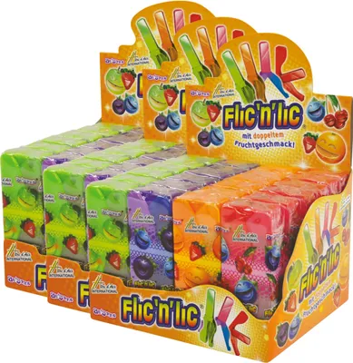 Produktbild von Flic'n'lic Lutscher mit doppeltem Fruchtgeschmack 24 Stk. im Display (3er Pack)