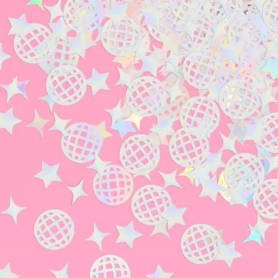 100 Glitter-Confetti Discokugel & Sterne, Tischdeko Retro-Party