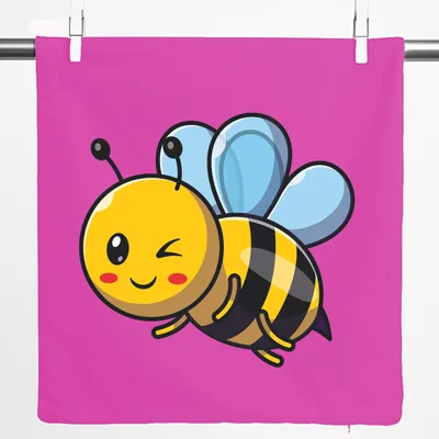 Produktbild von Huuraa Kissenbezug Biene Comic 40x40cm Fuchsia Baumwolle Dekokissenbezug Geschenkidee