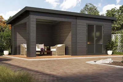Produktbild von Finnhaus Wolff WPC Gerätehaus Tona 6030 28 Anthrazit Gerätehaus aus Holz/Kunststoff in Anthrazitgrau, Geräteschrank mit 28 mm Wandstärke inklusive Schleppdach Gartenhaus