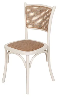 Produktbild von Bistrostuhl aus Massivholz und Rattansitz weiß lackiert