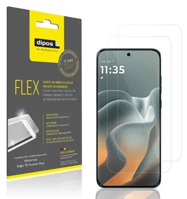 Produktbild von 2x Schutzfolie für Motorola Edge 70 Fusion Plus Folie, 100% Displayabdeckung, dipos Flex